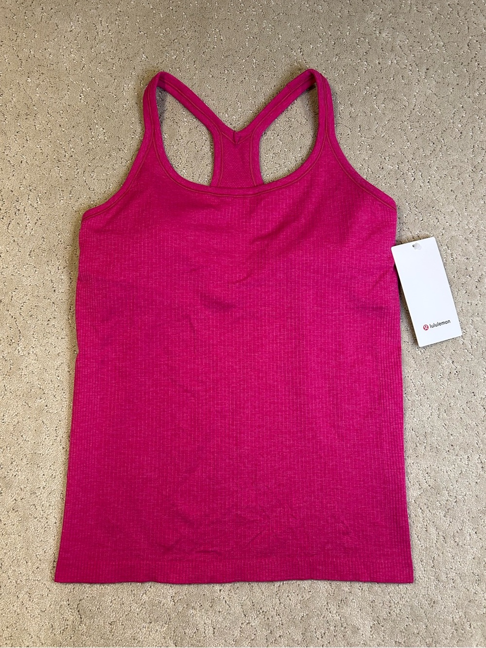 NWT Lululemon Ebb to Street Tank Top Size 12 Built In Bra Pink Flare